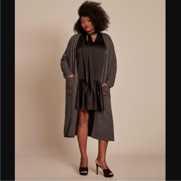 Dark grey Vera duster cardigan - 11 Honore, cashmere NWT size 2X